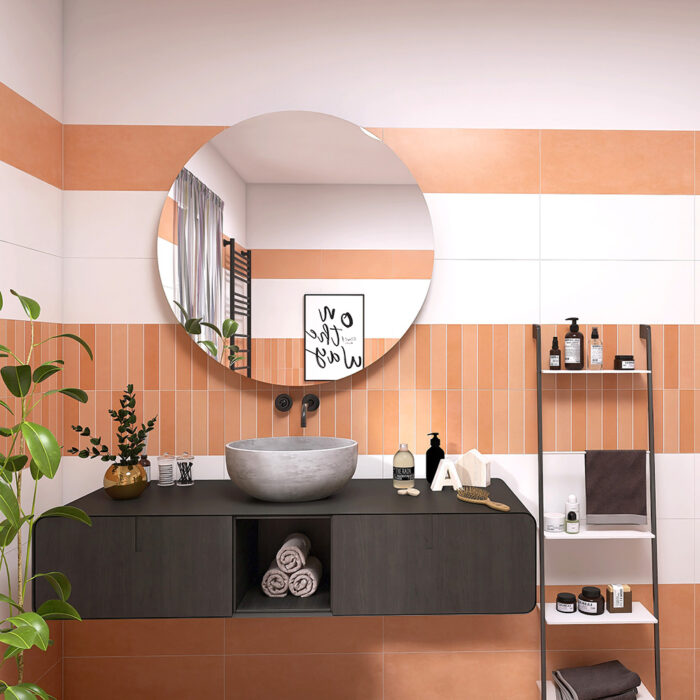 piastrelle colorate arancione per rivestimento bagno, casa della piastrella, ceramiche sassuolo